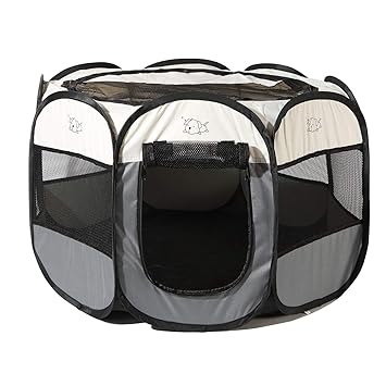 Pet Playpen Portable Foldable Exercise Pen Compatible Small & Large Dog,Kitten,Rabbit,Puppy-Oxford Cage & Kennel Suit Compatible Indoor/Outdoor Use