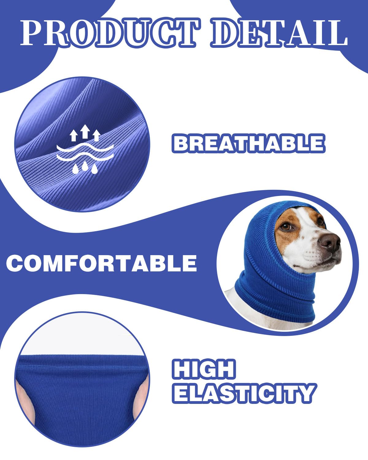1 pezzo Copriorecchie calmanti per cani, protezione dal rumore, sollievo dall'ansia, cancellazione del rumore, per fuochi d'artificio e temporali, aiuto per la toelettatura del cane (blu, M)