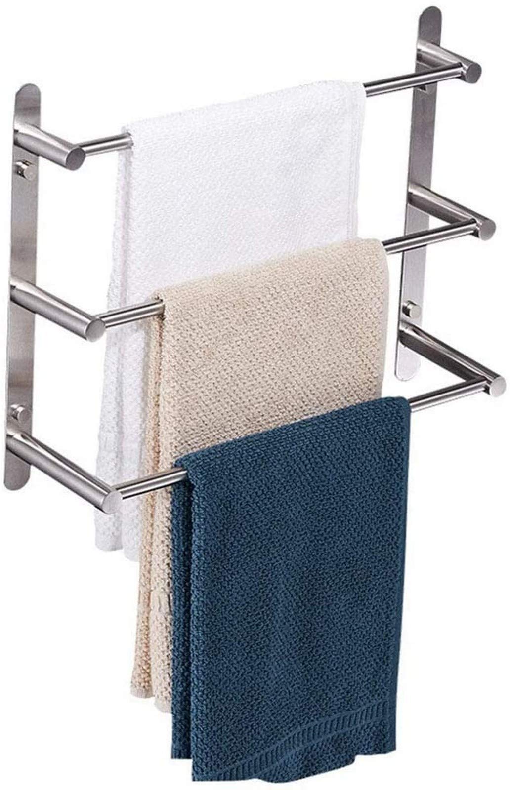FGXHHS Towel Bar Rail 3-Tier Bath Rack 304 Brushed Finish Stainless Steel Wall Mounted Holder 60 cm Rails for Kitchen Bathroom Toilet Hotel Office