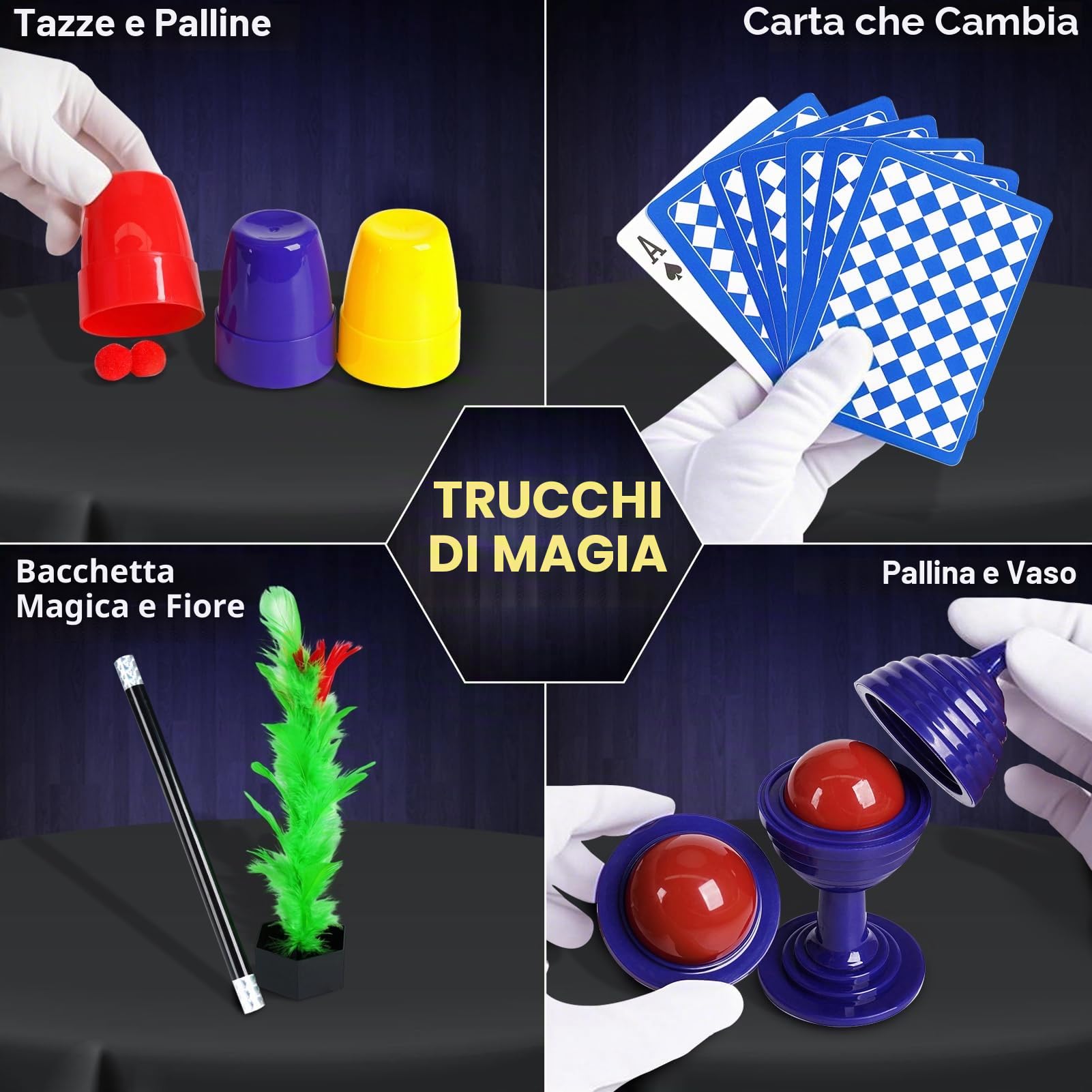DINORUN Giochi di Magia per Bambini Giochi Bambini con Cappello Magico & Istruzioni & Costume da Mago per Bambini – Gioco di Ruolo Immaginario, Regalo Bambini 6 7 8 9 10 11 12 Anni