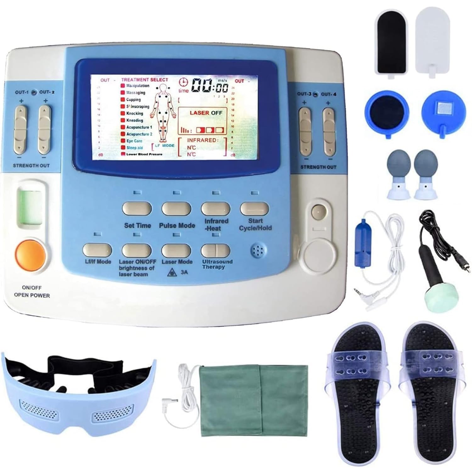 Máquina De Fisioterapia De 9 Canales, Masajeador Corporal De Acupuntura De Baja Frecuencia, Ultrasonido De Belleza + Función EMS, para Alivio Muscular Y Desbloqueo De Meridianos