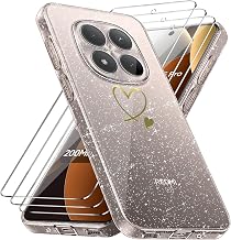 Case Compatible with Xiaomi Redmi Note 15 Pro 5G (Not for 4G), 3 Pieces Tempered Glass Screen Protector, Soft and Anti-Scratch Case, Anti-Fingerprint and Glitter Case