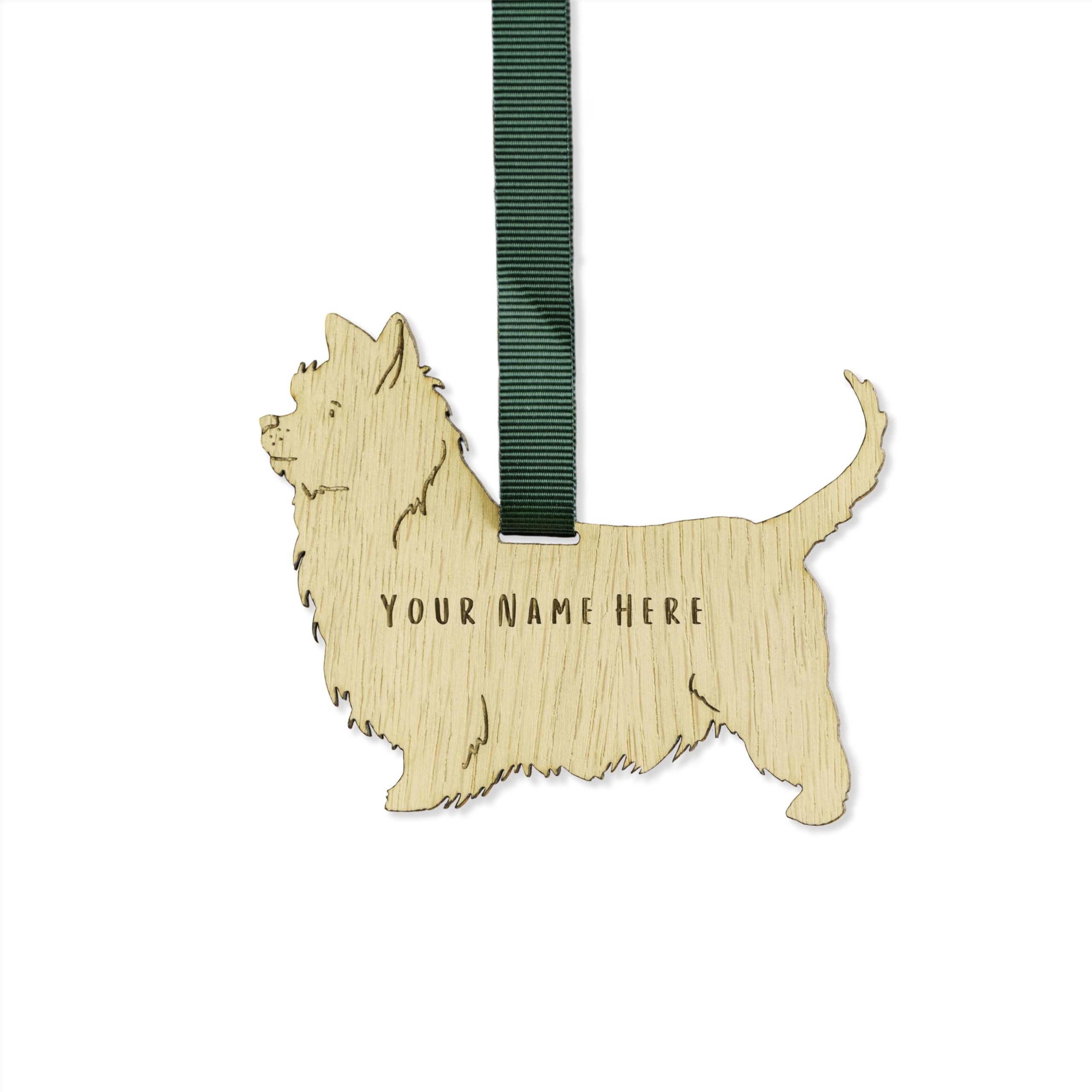 "Manta Makes Personalised Dog Christmas Decorations, wooden dog lover gifts for dog lovers, range of over 50 breeds, personalised pet memorial gifts, best dog Mum gifts (Yorkie)" — image 1