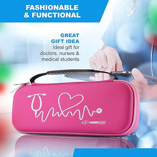 Miniatura 8 de Primacare KB-9397-PK Estuche para estetoscopio, suministros incluidos, rosa con múltiples compartimentos, bolsa portátil y ligera para botiquín de
