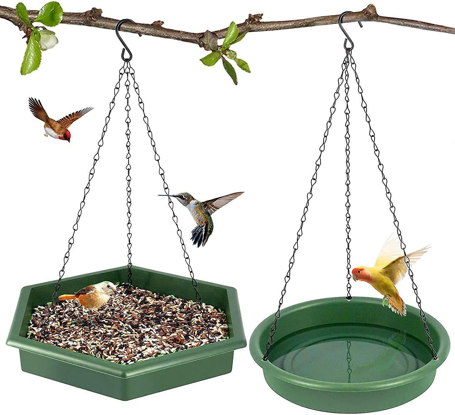 Unibos | Hanging Bird Feeder & Bath 2 In 1 - Dual Functionality, Rain Drainage, Large Capacity, Durable, Easy To Install & Maintain - Suitable For Outdoors & Variety Of Birds