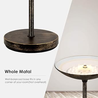 Torchiere Floor Lamp,LED Standing Lamp Touch Control, Bronze | 22W 2200LM, Stepless Dimmable, 3000K Daylight, 50000hrs Lifespan, For Living Room,Bedroom,Office