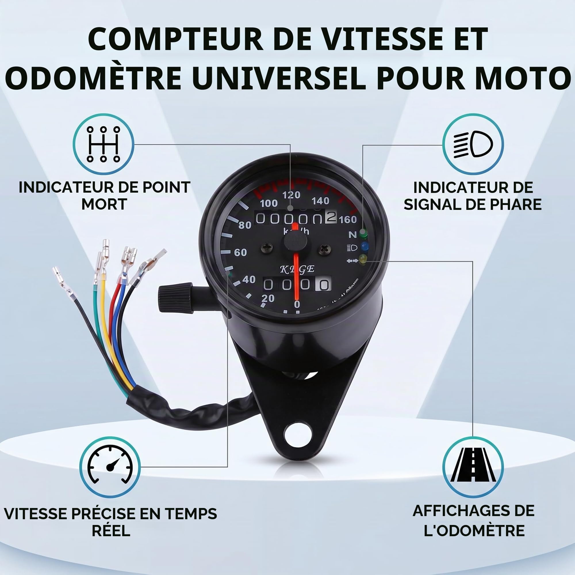Compteur Pour Scooter, Moto LED double indicateur odomètre tachymètre, 1 pc universel moto odomètre compteur de vitesse jauge Signal double affichage numérique
