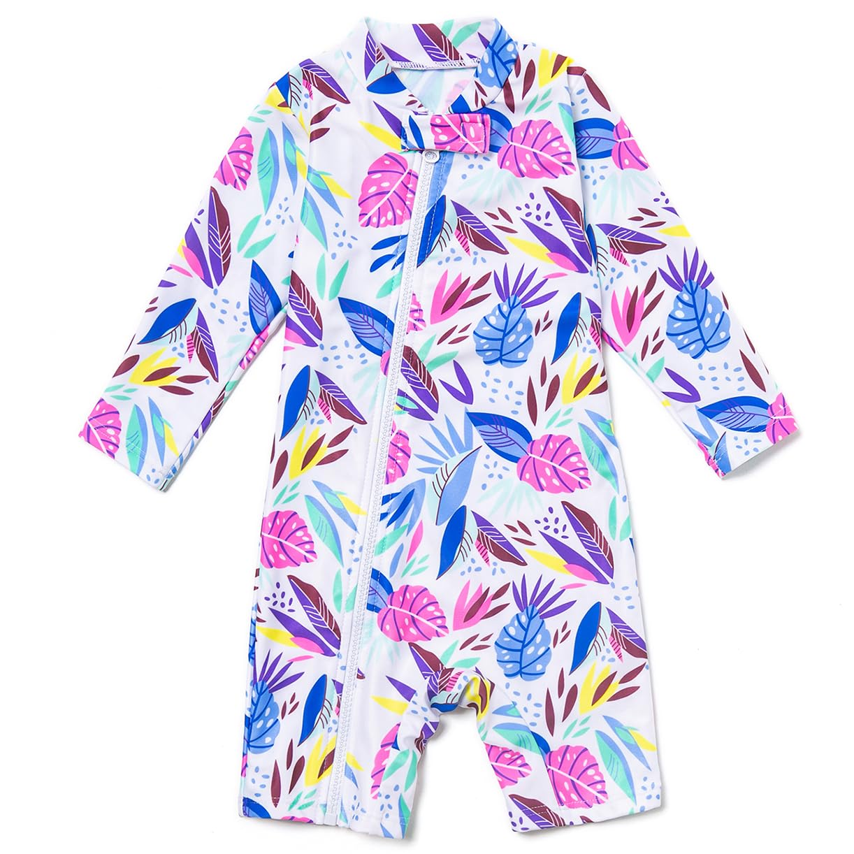 Baby Girl Swimsuit One Piece Sunsuits Long Sleeve with UPF 50+ Sun Protection