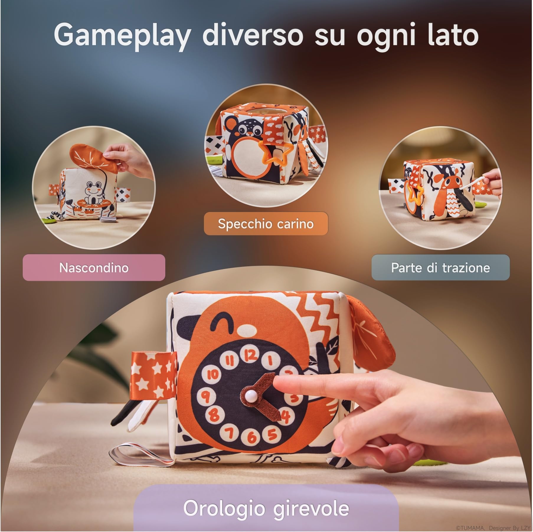 TUMAMA Kids Scatola di Fazzoletti Montessori 0 3 6 Mesi, Giocattoli Sensoriali per Bambini, Giochi Neonato, Specchio, Teether, Giochi Tummy Time Neonato, Regalo per Bambini e Bambine