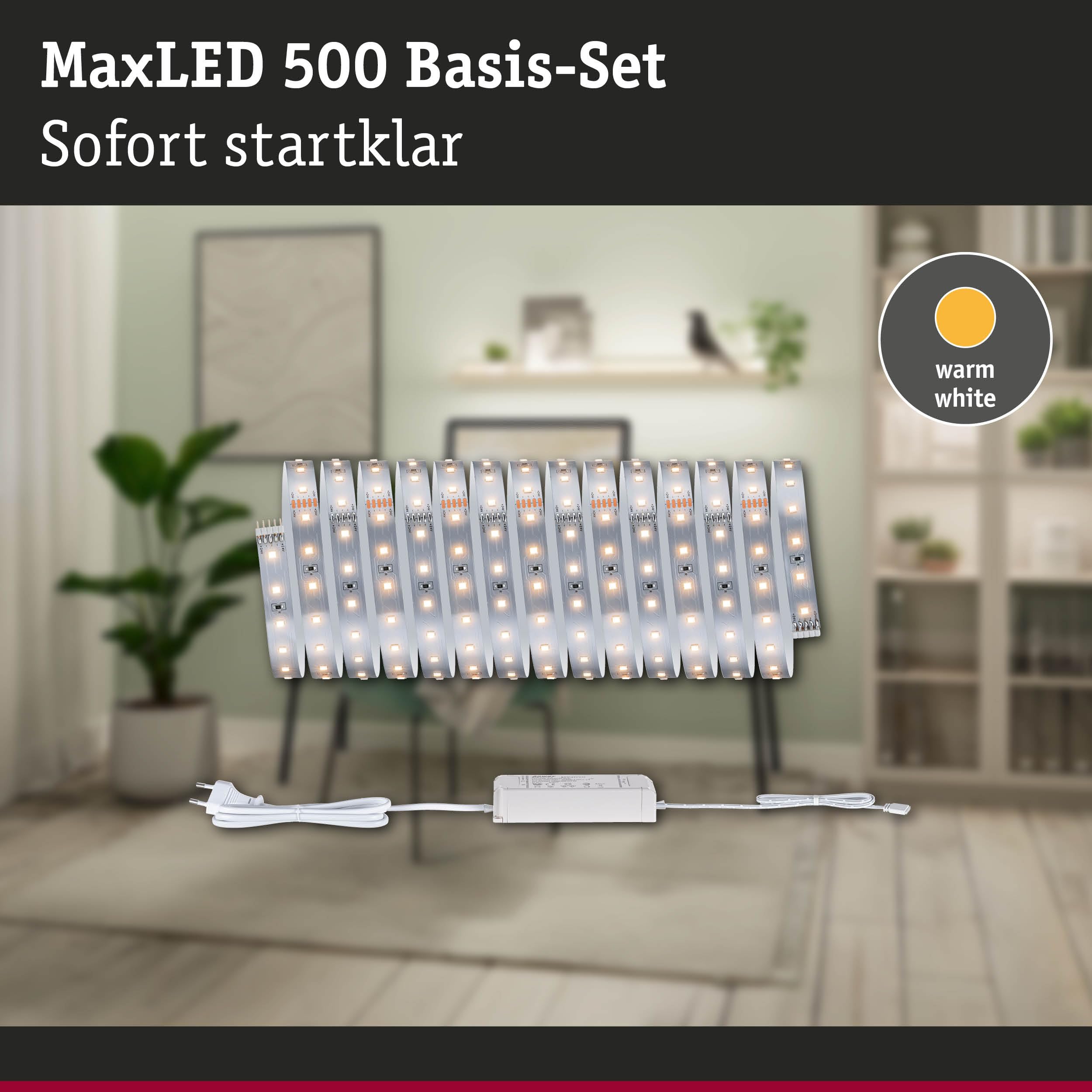 Paulmann MaxLED 500 LED Strip Basisset 5m Warmweiß 17W 550lm/m 2700K 30VA 71230