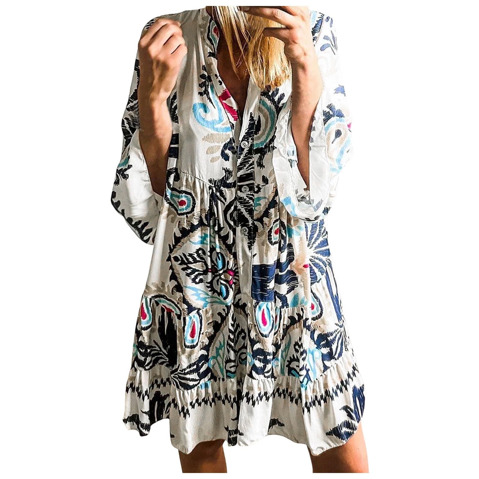 Robe de plage ample XL cachant les imperfections avec style bohème fluide - 5
