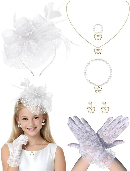 Girls Tea Party Fascinators Hats Girls Church Hats 20s 50s Pillbox Hat Cocktail Mesh Flower Pearl Feather Headband