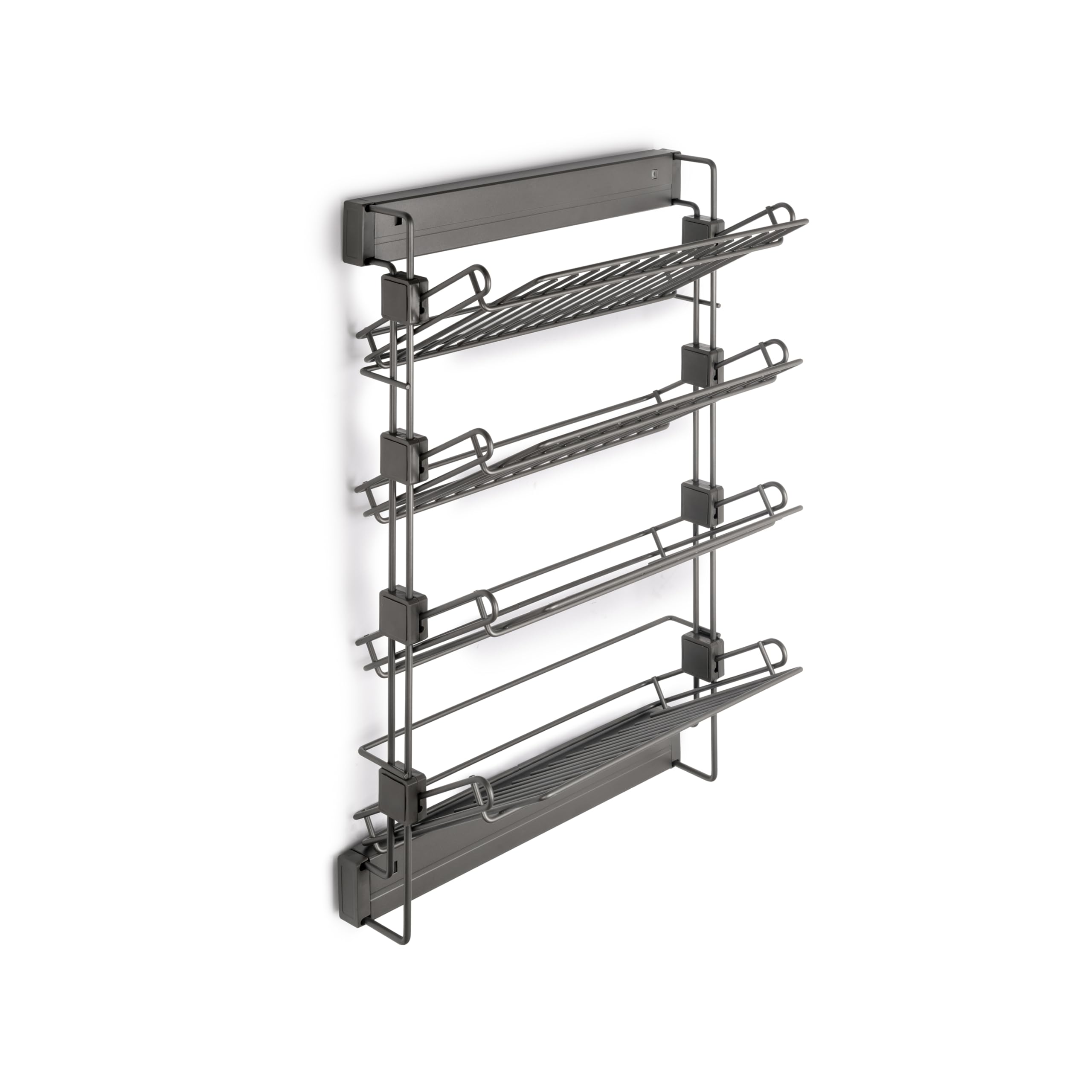 Emuca Pull-Out Lateral Shoe Rack QuartzLeftSteelTitanium from B&Q