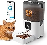 PAPIFEED 6L 5G WiFi Automatic Cat Feeder: Alexa-Enabled, Slow Feeding Mode, App Control, Easy Clean for Multiple Pets