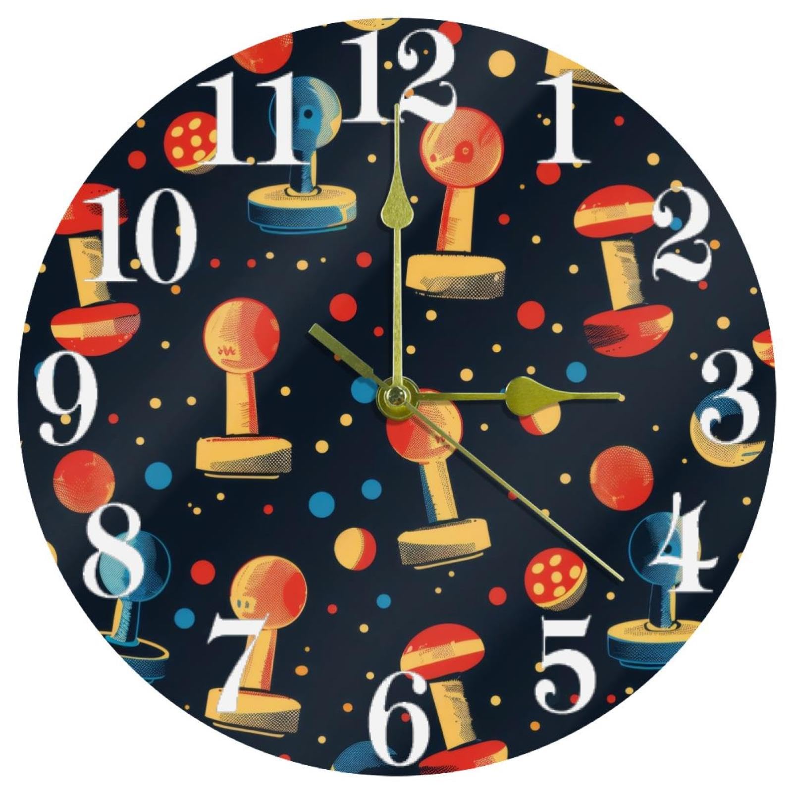 Horloge murale joysticks ronde silencieuse pour salon et bureau