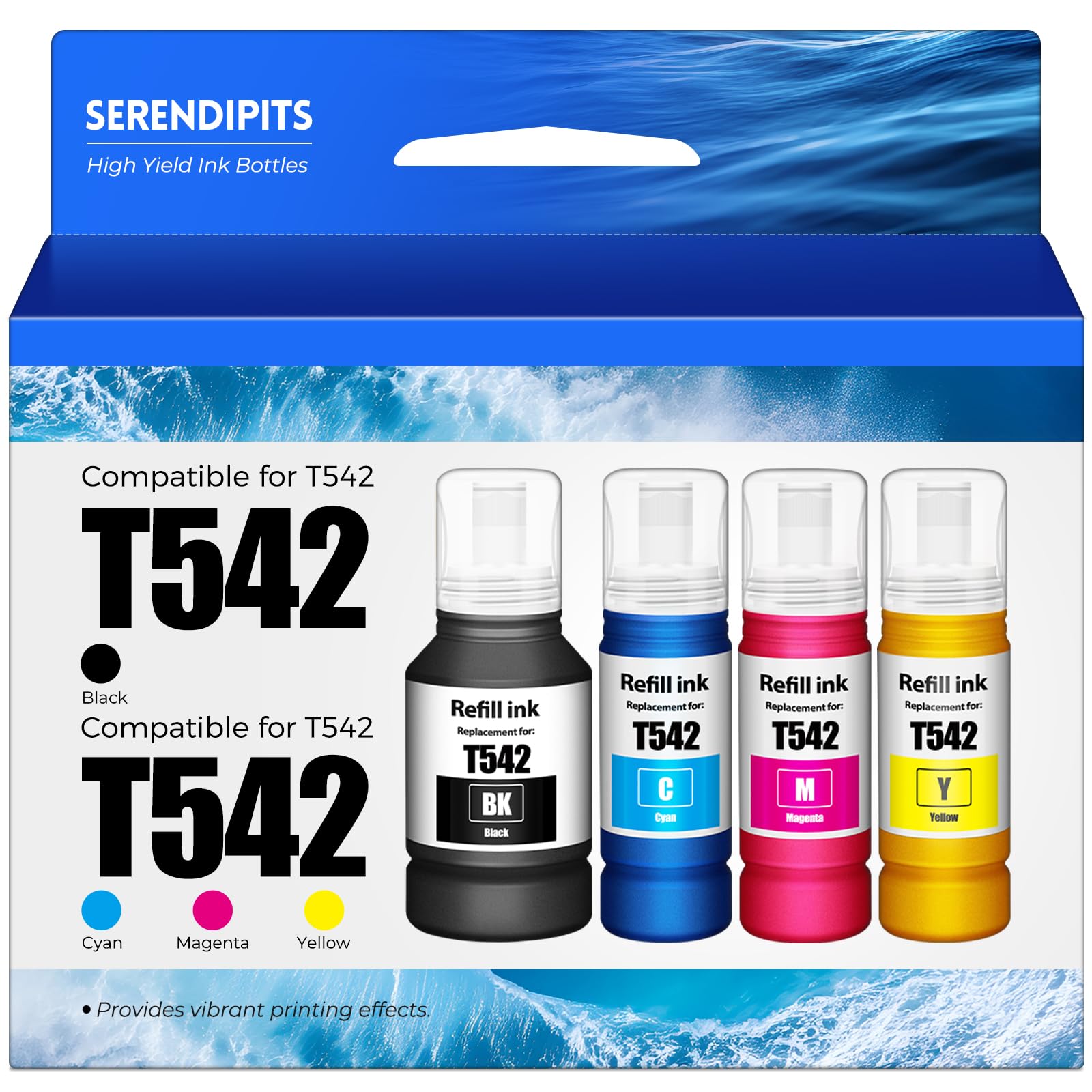 Comptible for 542 Ink Refill Bottles ET-5850 ET-5150 ET-5170 ET-16650 Replacement for T542 Ink Refill Bottles (4 Pack) for Pro ET-5800 ET-16600 ET-