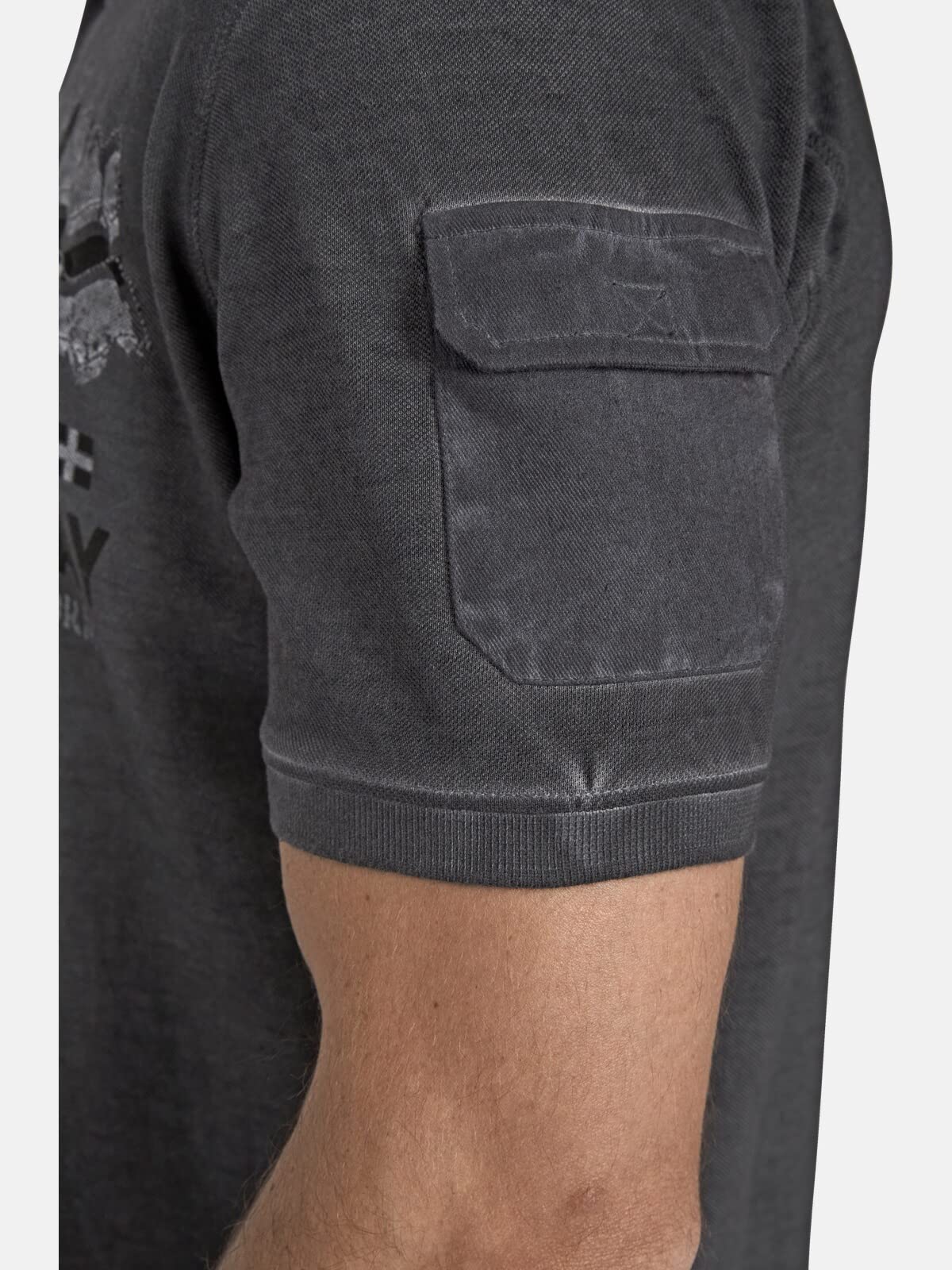 Jan Vanderstorm Herren Poloshirt Alsing | kurzarm, Knopfleiste|Tasche am linken Ärmel | Aufdruck | reine Baumwolle |große Größen L-7XL