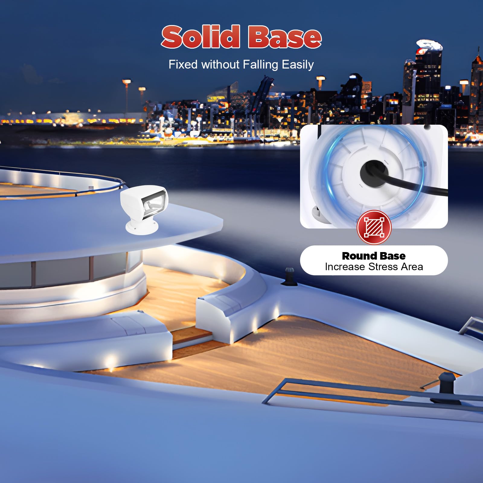 Faro di ricerca per barche Marine Barca, DC 12 V, 100 W, lampadina alogena con telecomando per angolo di rotazione di 355°, IP66, impermeabile per yacht, guardia costiera, Seepo