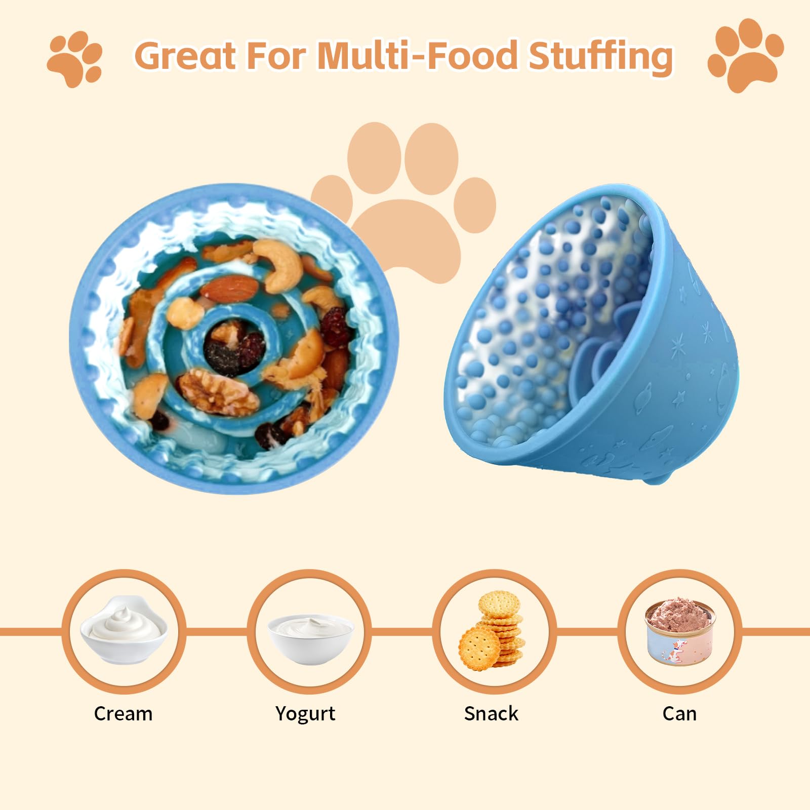 Cuenco para lamer perros, plato de silicona antiasfixia para mascotas, dispensador de golosinas de alimentación lenta para aliviar la ansiedad, cuenco antideslizante para lamer perros, juguete