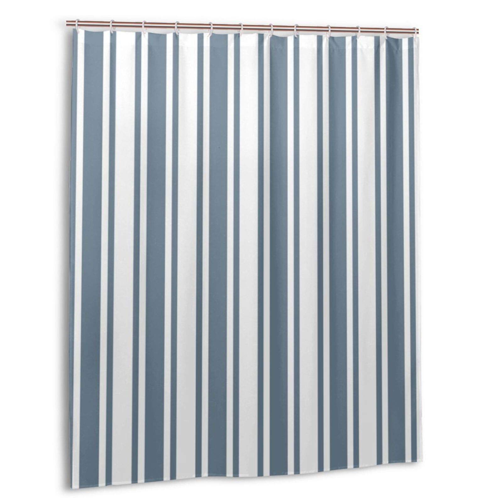 KCOUU Bathroom Shower Curtain Waterproof Bath Curtains, Blue Grey And White Candy Stripes Heavy Duty Shower Curtains with 12 Hooks For Bathroom Decorative 152X183cm