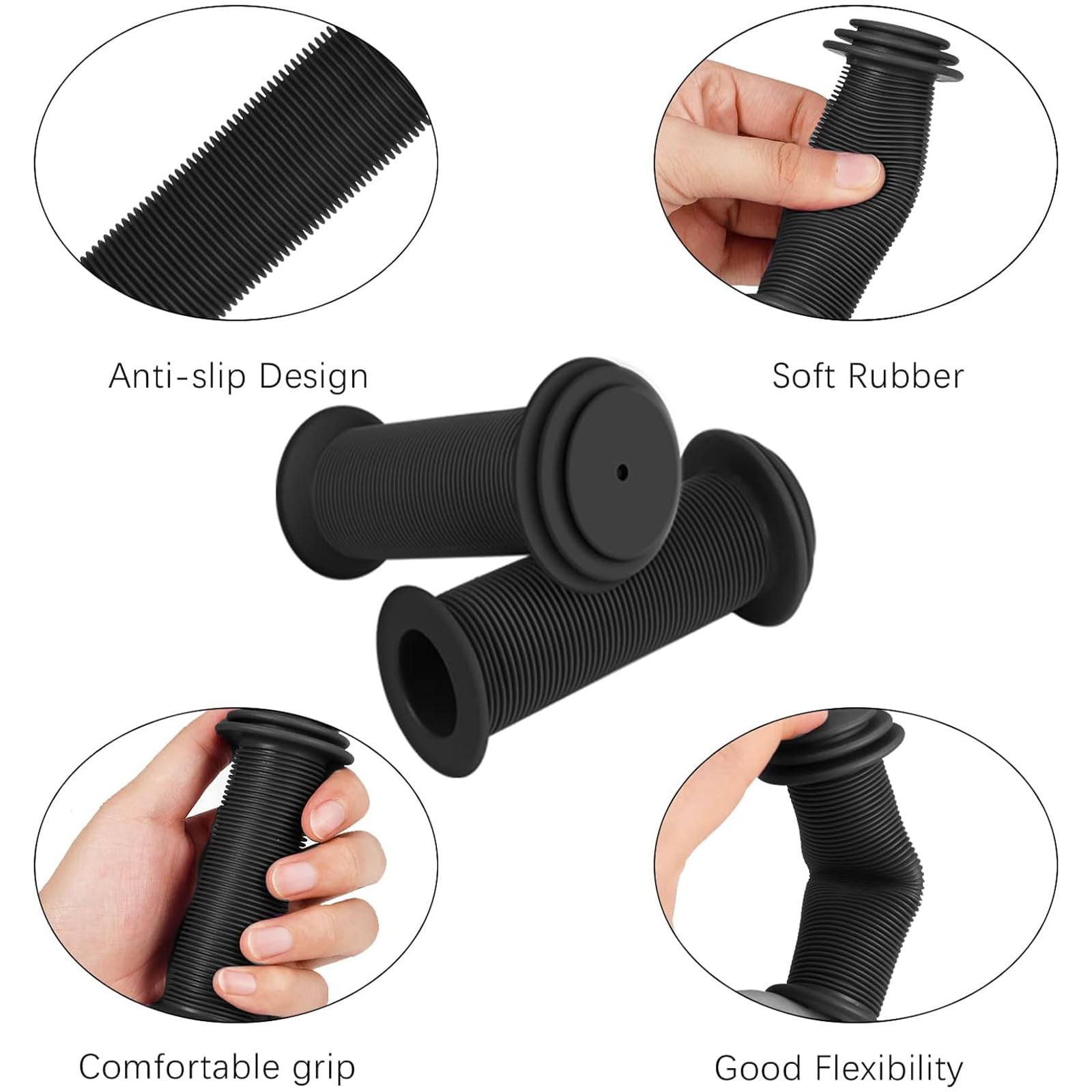 Soft Non-Slip Children's Cycling Grips - Universal Blue Rubber Handle Cover for Kids Boys Girls, 100mm x 22mm - Image 3