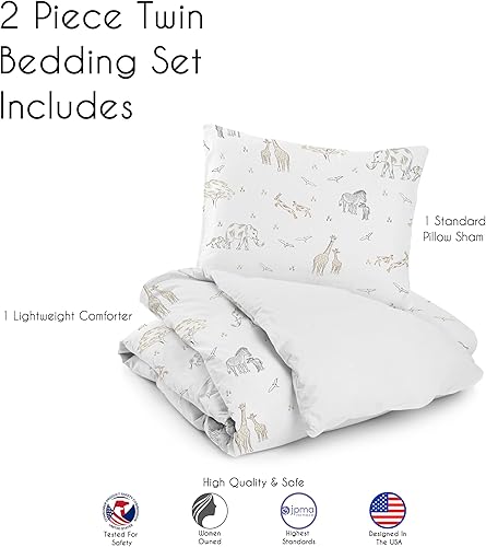 Miniatura 5 de Sweet Jojo Designs Juego de edredón de 4 piezas con estampado de animales de safari en la selva, para niños, color marrón, gris pardo, negro,