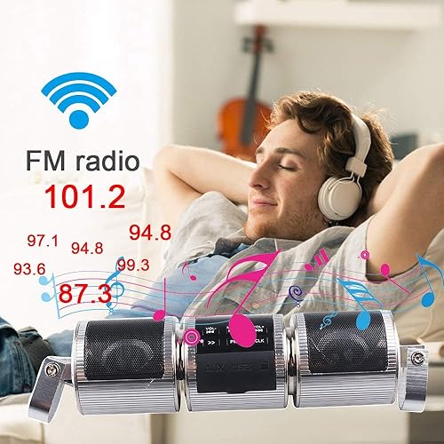 Miniatura 3 de MASO Altavoces estéreo inalámbricos Bluetooth impermeables para motocicleta, montaje en manillar, reproductor de música MP3, sistema amplificador de