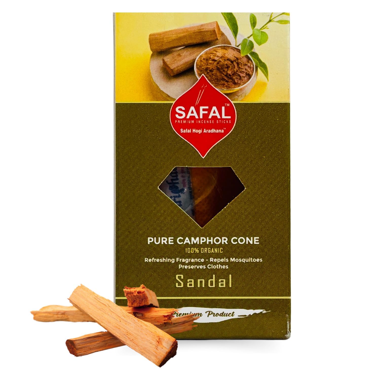 SAFAL Camphor Cone for Home | Camphor Pouch & Air Purifier Gift Box for Room, Car,Bathroom | Pack of 2 | Car Freshener | Sandalwood 4