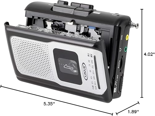 Miniatura 9 de Jensen CR-100 - Radio AMFM portátil retro, reproductor de cassette personal, diseño compacto y ligero, estéreo de radio AMFM, reproductor de