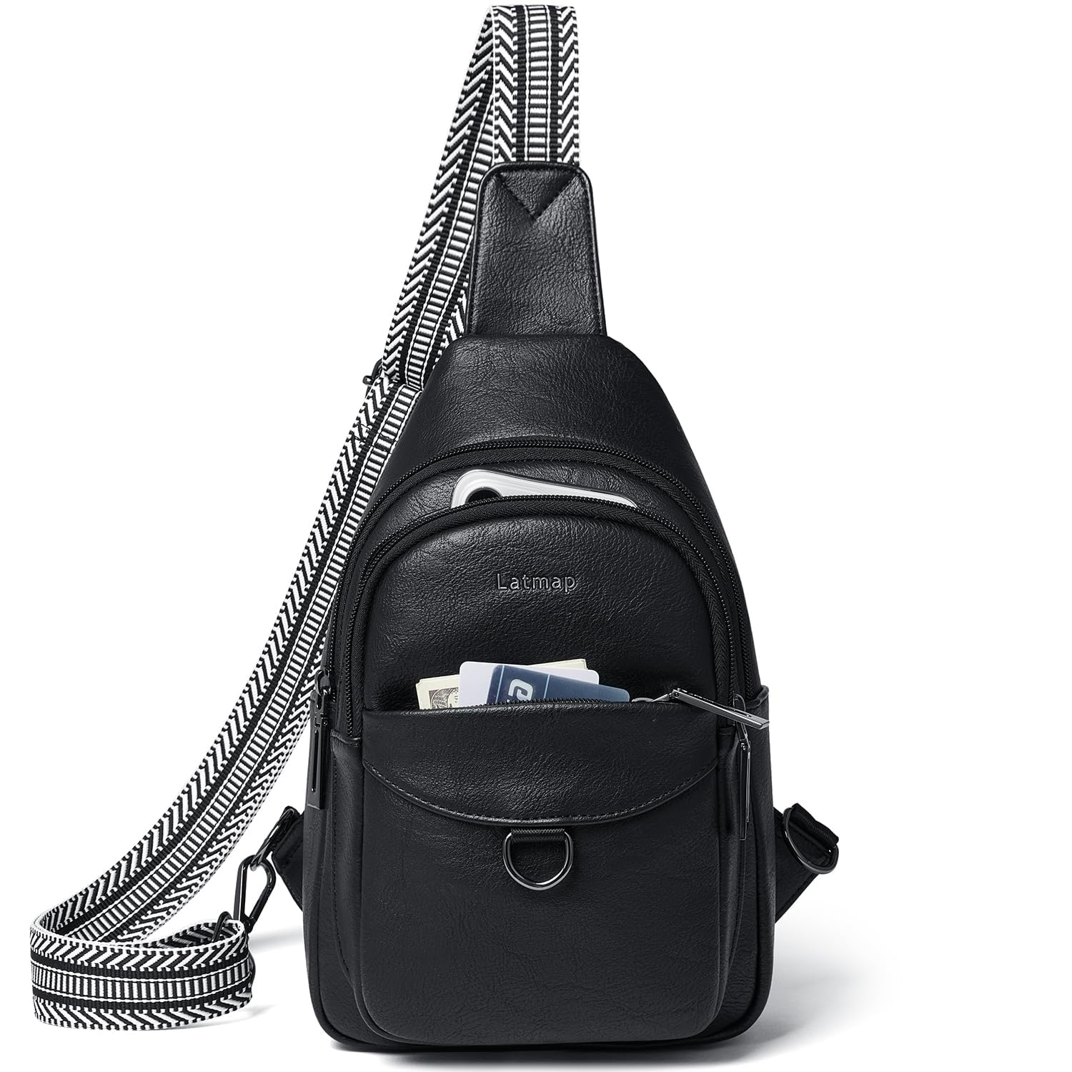 LATMAP 7L Sling Bag for Women Men Crossbody Belt Bag Small Travel Sling Backpack Anti Theft Chest Daypack Purse Faux Leather