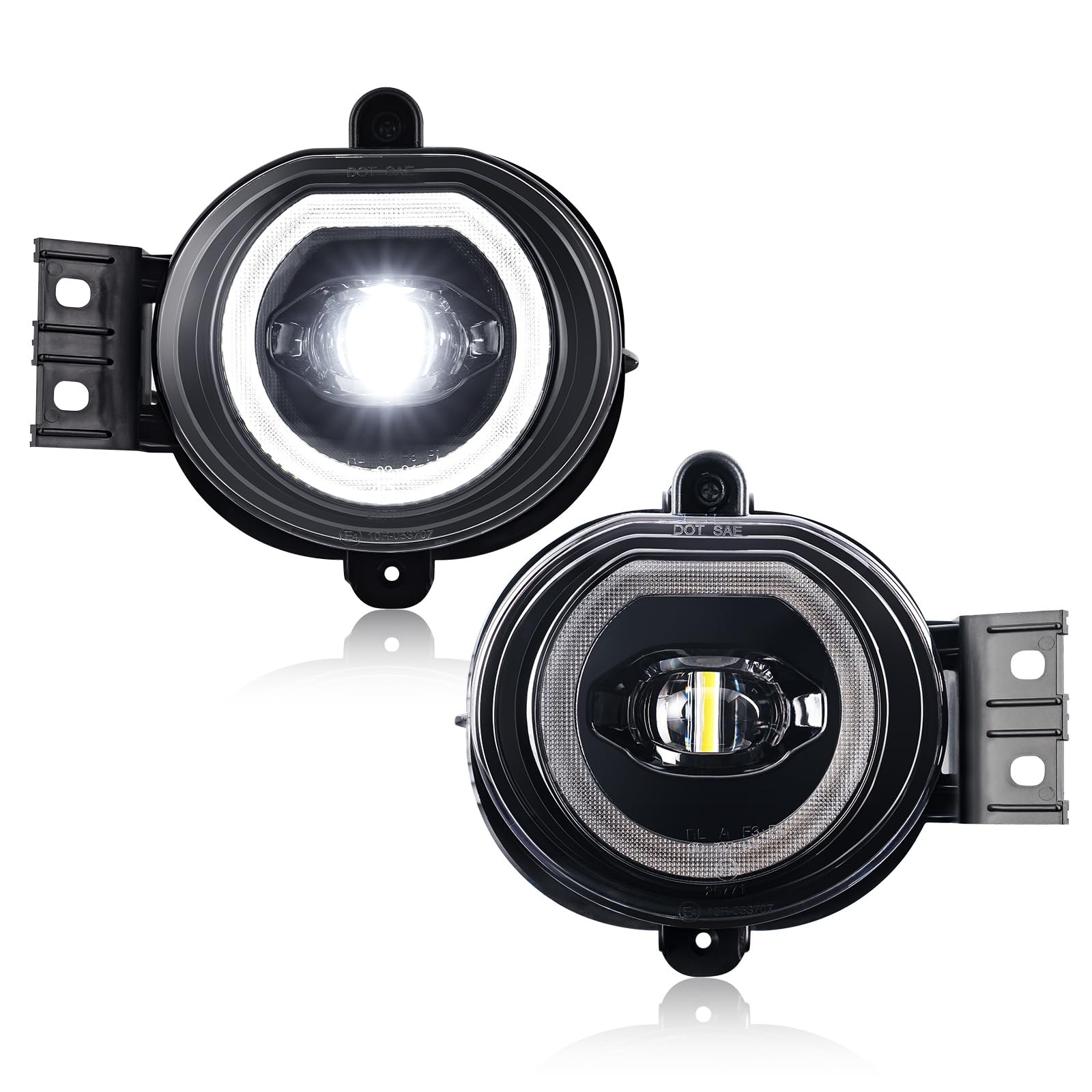 LUDARM LED Fog With DRL Light Compatible with 2002-2008 RAM 1500 2003-2009 for RAM 2500 2003-2010 for RAM 3500 Front Bumper Fog Lights Daytime Running Light 2PCS Clear Lens
