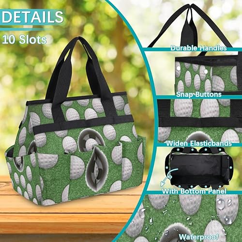 Miniatura 5 de Golf Balls Print Garden Tool Tote Bag for Women Men Gardening Tool Storage Bags with 10 Pockets Standable Garden Home Tool Kits Organizer for Indoor