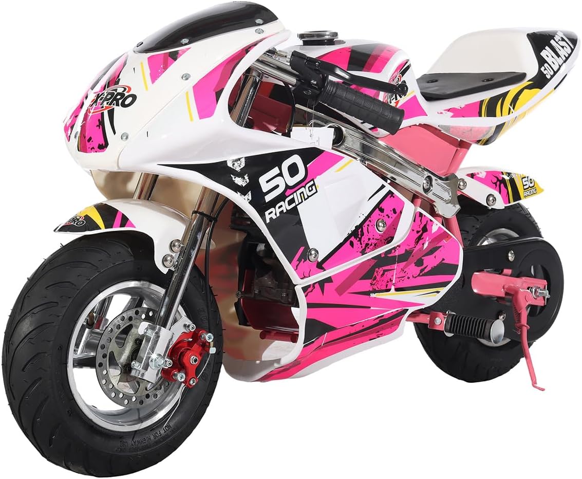 X-PRO Blast Mini Gas Pocket Bike, Gas-Powered Pocket Motorcycle, Perfect Mini Pocket Bike for Kids(Pink)