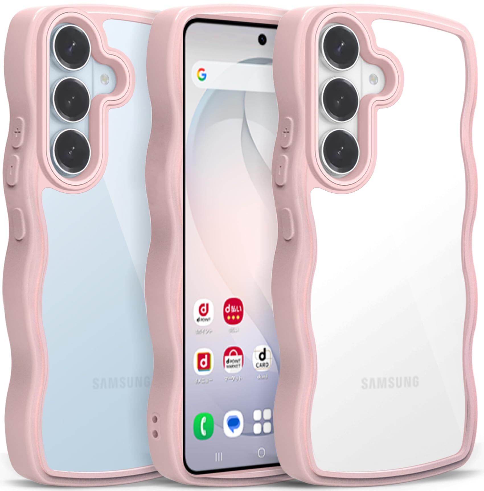 Meiping For Samsung Galaxy S26 用 ケース クリア ウェーブ おしゃれ かわいい 人気 ギャラクシーS26 5G 用 スマホケース SC-51G カバー 滑り止め 薄型 軽量 耐衝撃 ストラップホール付き シリコン 透明(ローズピンク)