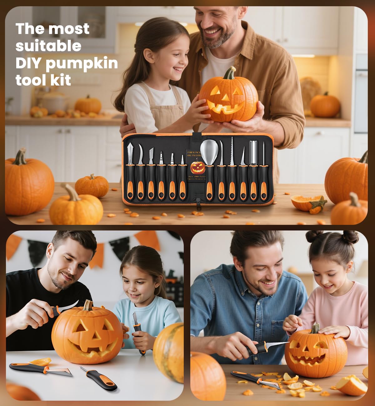 Pumpkin Carving Kit for Halloween - 13Pcs Professional Pumpkin Carving Tools with Heavy Duty Stainless Steel Knife Set with Carrying Case for Halloween Decor, Jack-O-Lanterns for Kids, Adults, Family — Amazon image 7
