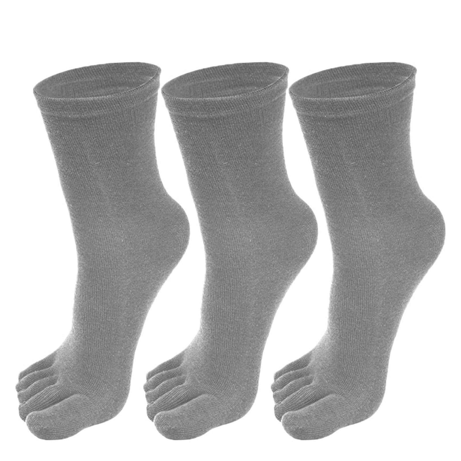 ITRHJTGP Finger Socks 3pairs Five Finger Socks Men Breathable Sports Five-toe Long Casual Middle for Fitness(Gray-3pairs)