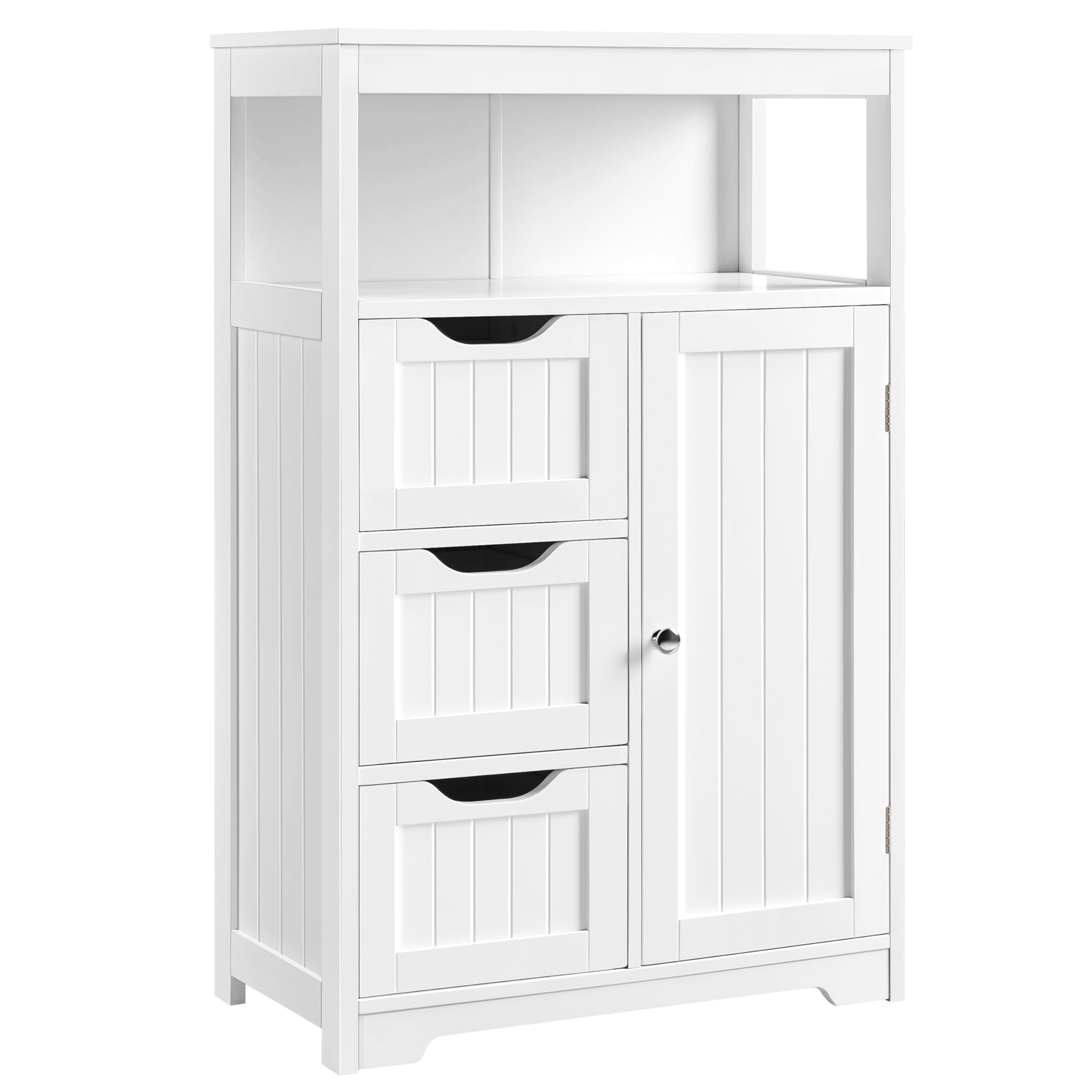 Badkamerkast, Onderkast, Bijzetkast Met 3 Laden, Een Plank En Kastdeur Verstelbaar Plankniveau Woonkamer Keuken Hal Hout Badkamerkast, Onderkast, Bijzetkast Met 3 Laden, Een Plank En Kastdeur Verstelbaar Plankniveau Woonkamer Keuken Hal Hout