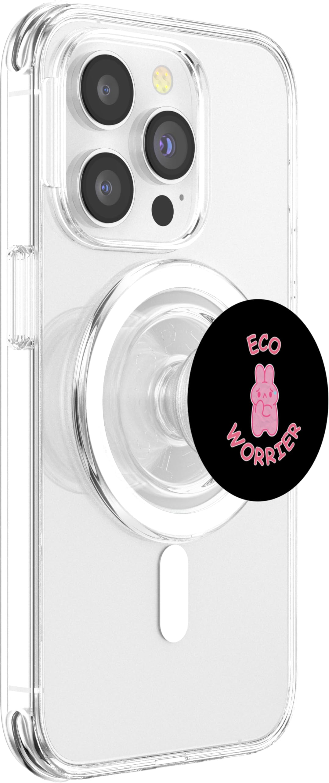 Eco Worrier Pink Bunny Rabbit - Kawaii Environmental Design PopSockets PopGrip for MagSafe, Clear - Image 4