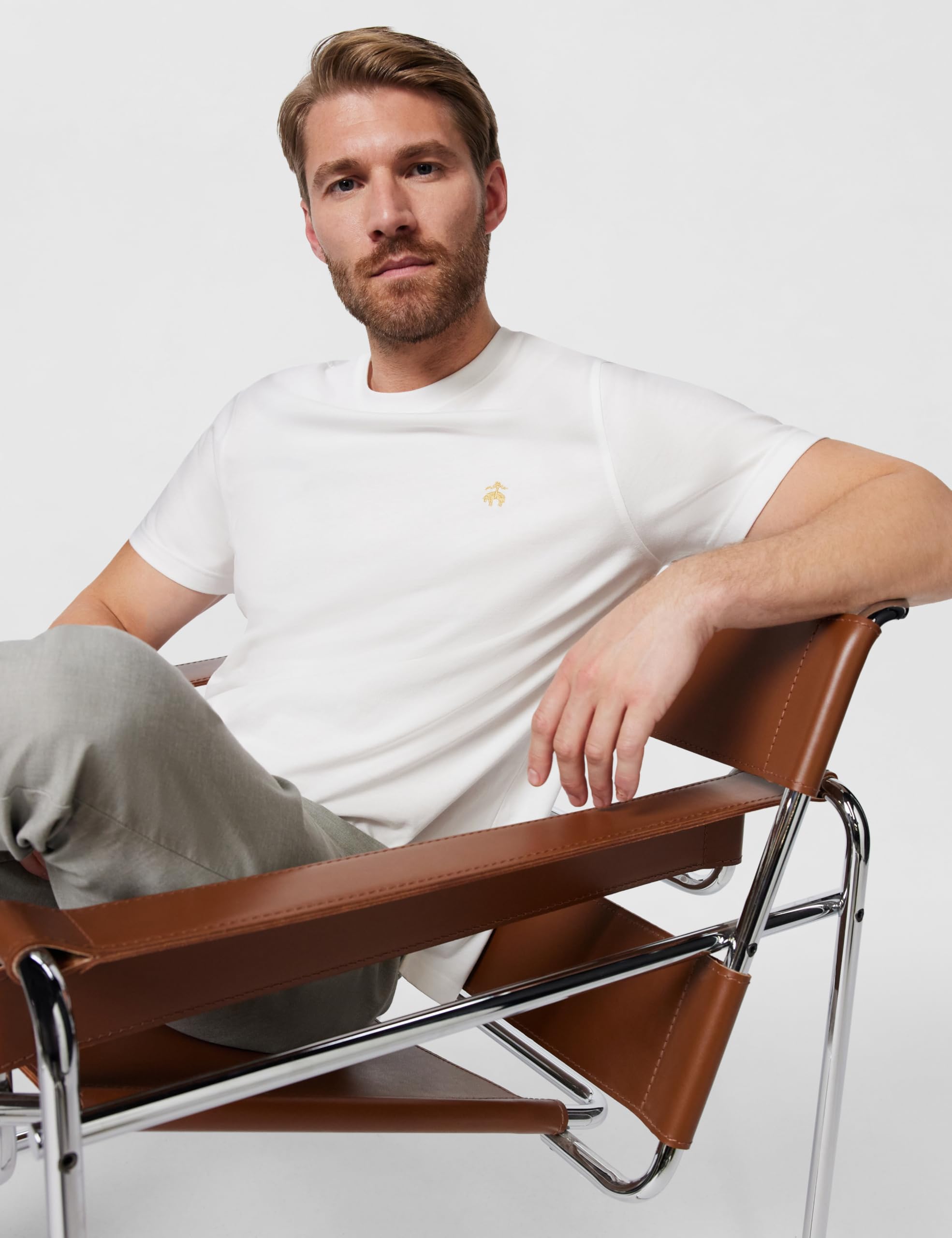 Brooks Brothers Supima T-Shirt À Manches Courtes et Col Rond en Coton avec Logo Homme
