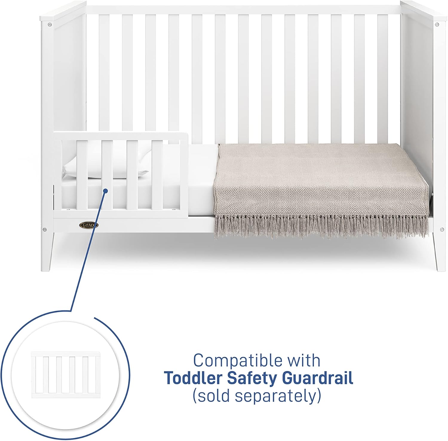 Graco Melbourne 3 en 1 cuna convertible  se adapta a colchón estándar de cuna se convierte en niño pequeño y sofá cama acabado no tóxico probado por