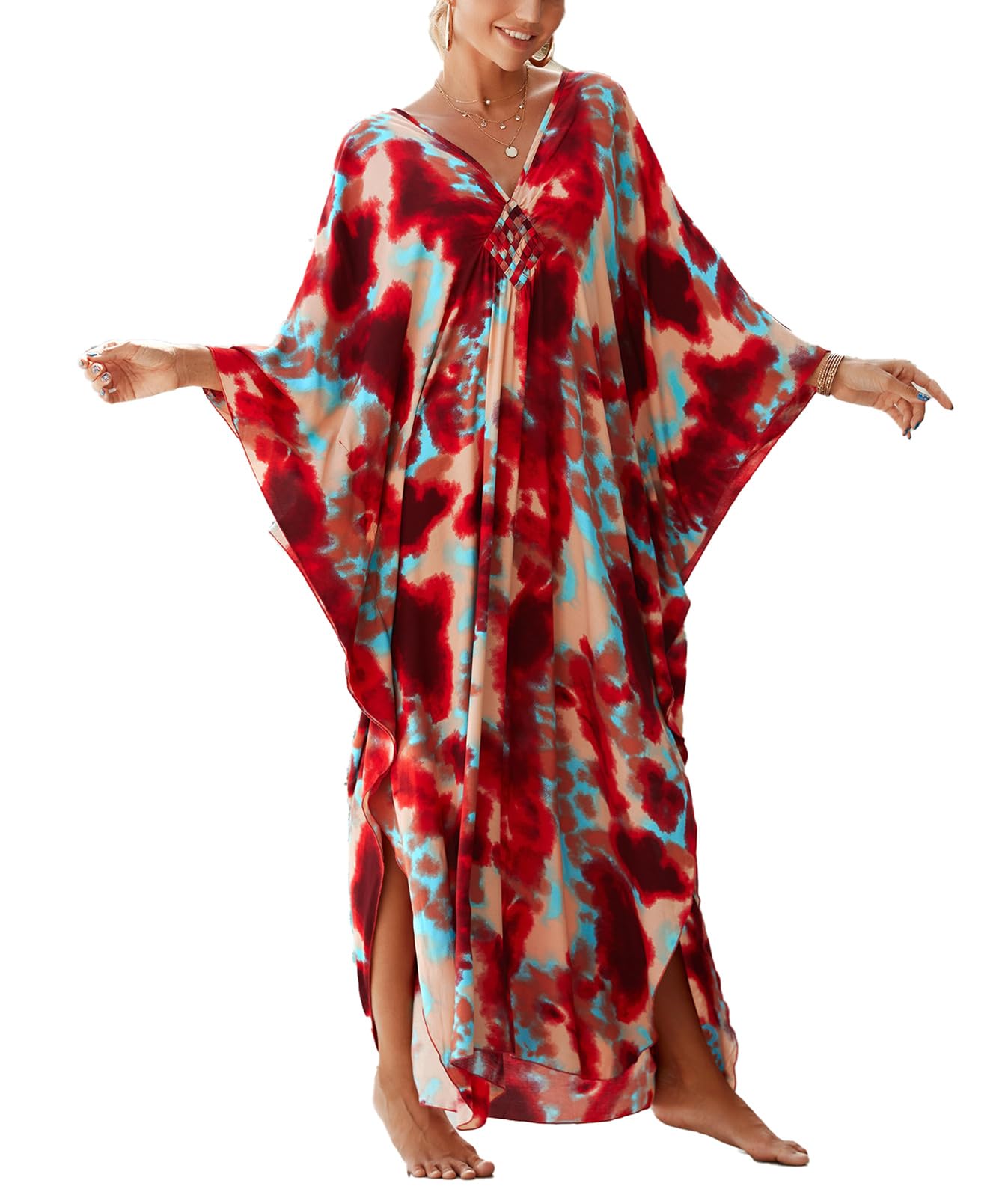 sunforyou Kaftan Dresses for Women Stylish Caftans Plus Size Beach Cover up Soft Loungewear