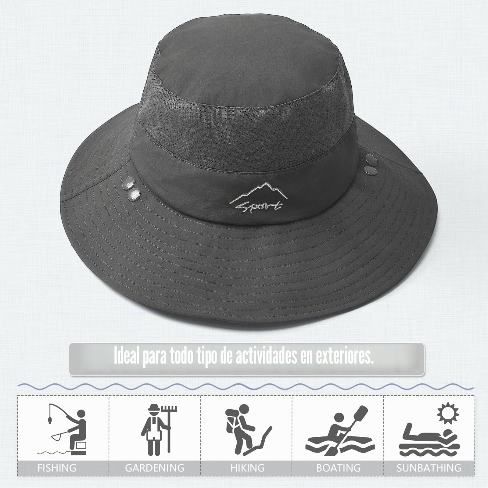 TAGVO Sombreros de Pesca UPF 50+ Protección Solar Desmontable Plegable para Hombre Mujer