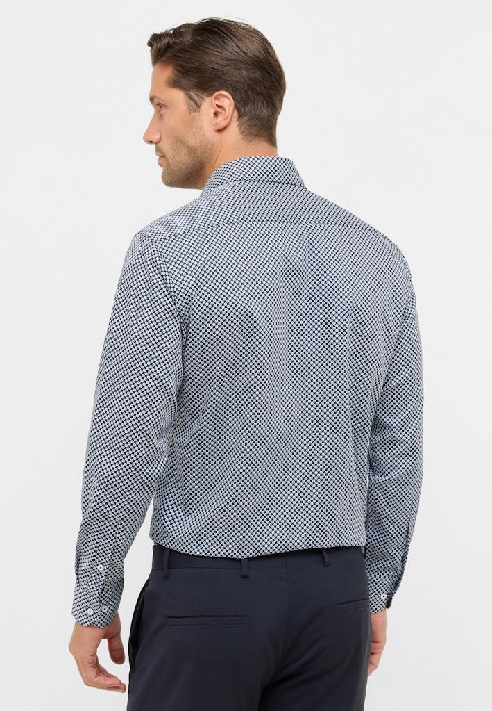 ETERNA Herren Langarm Hemd | MODERN FIT | Gemustert | Bügelfrei, Knitterfrei | Twill | 100% Baumwolle