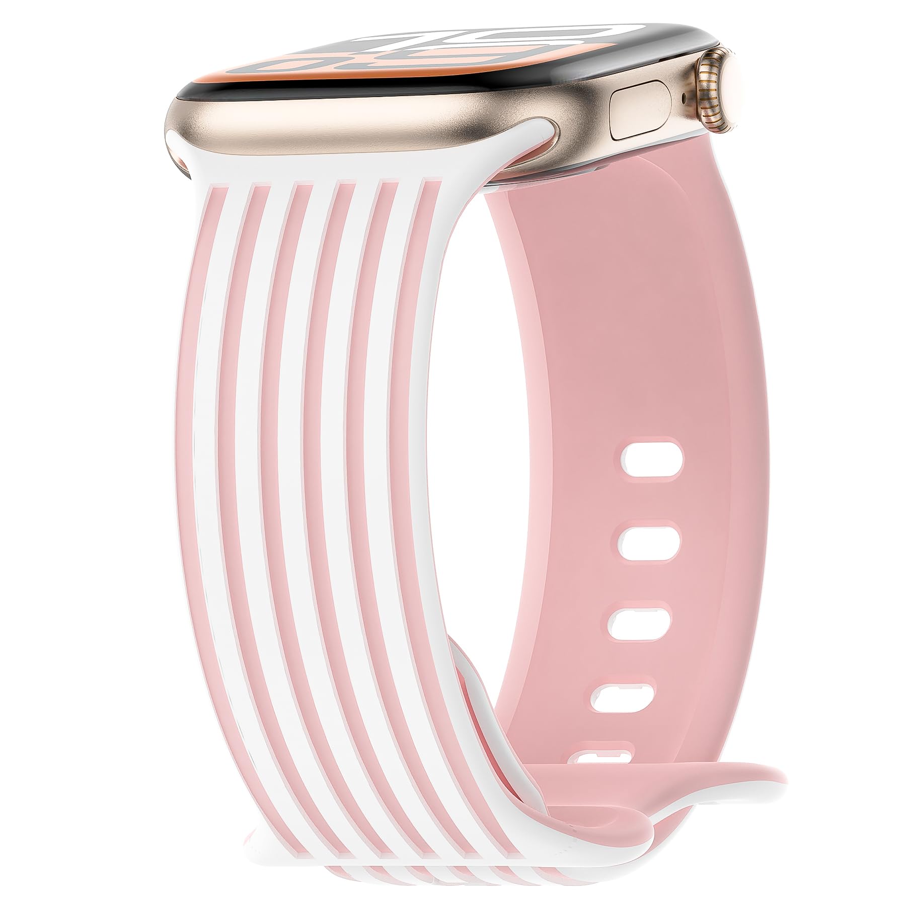 YMHML Engraved Striped Band Compatible with Apple Watch Bands for Women 40mm 42mm 41mm 38mm 44mm 45mm 46mm