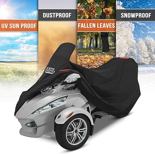 Miniatura 5 de KEMIMOTO Funda completa compatible con Can-Am Spyder RT/RT Limited 2010-2019 con tiras reflectantes a prueba de polvo, resistente al agua,