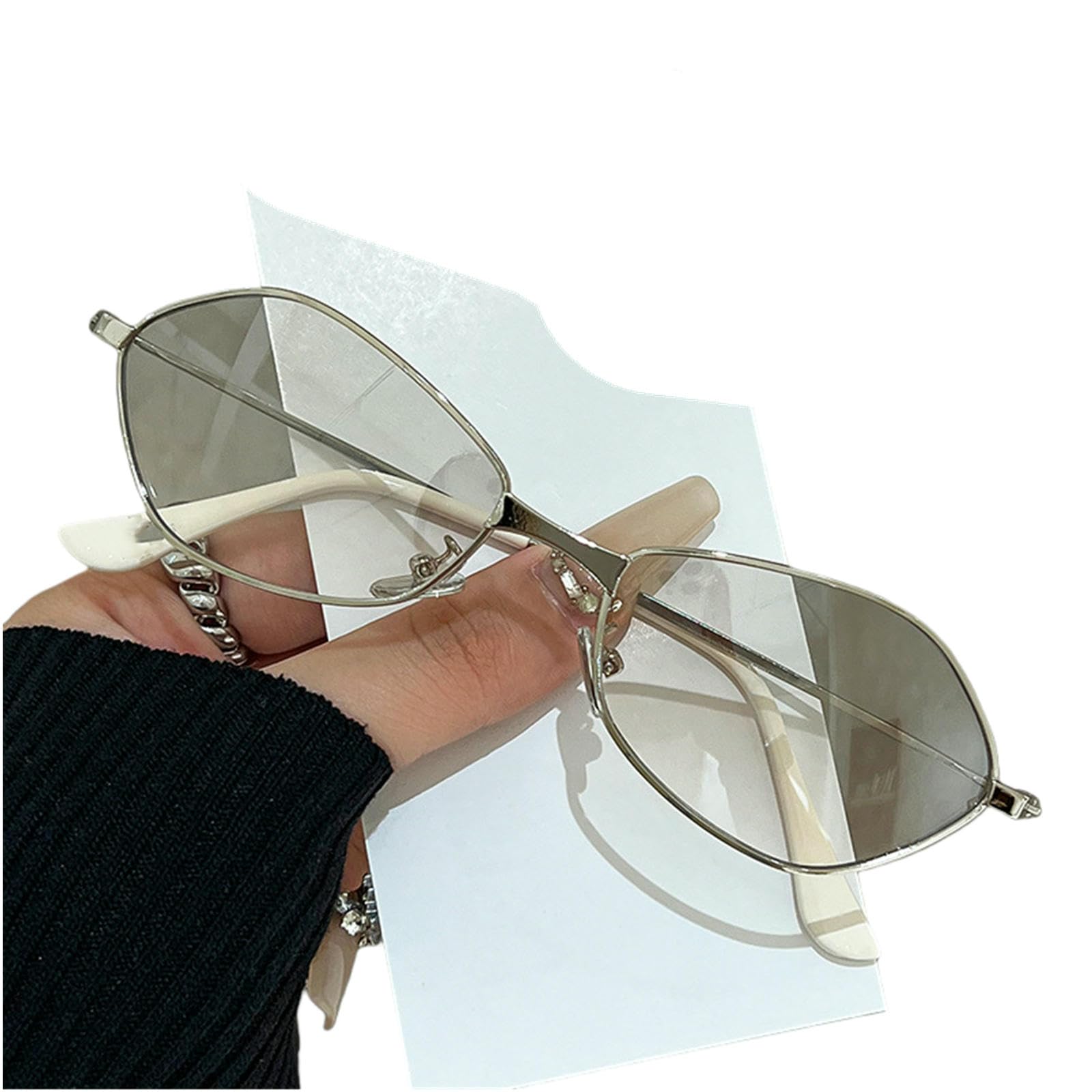 Gyios Women's Silver Frame/Mirrored Lens Sunglasses For Men Vintage Narrow