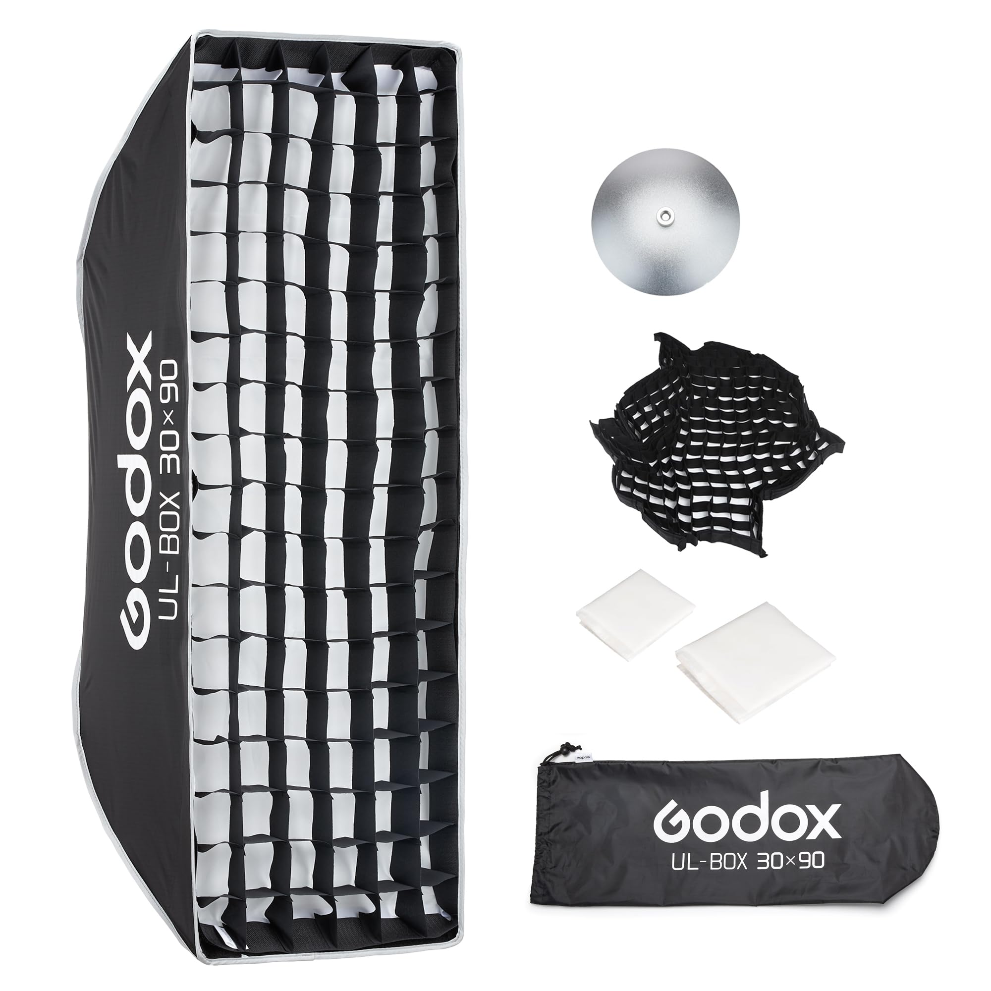 Godox Softbox pieghevole rettangolare da 30,5 x 90,2 cm, a sgancio rapido, con supporto Bowens, diffusori, griglia, borsa, per Godox SL60II, AD400PRO, AD600 e altri flash Speedlite Bowen Mount Studio.