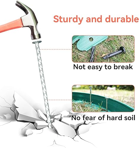 Miniatura 4 de JPOIP Estacas de jardín en espiral resistentes de 8 pulgadas, estacas de jardín de metal galvanizado sólido para fijar bordes de pavimentación,