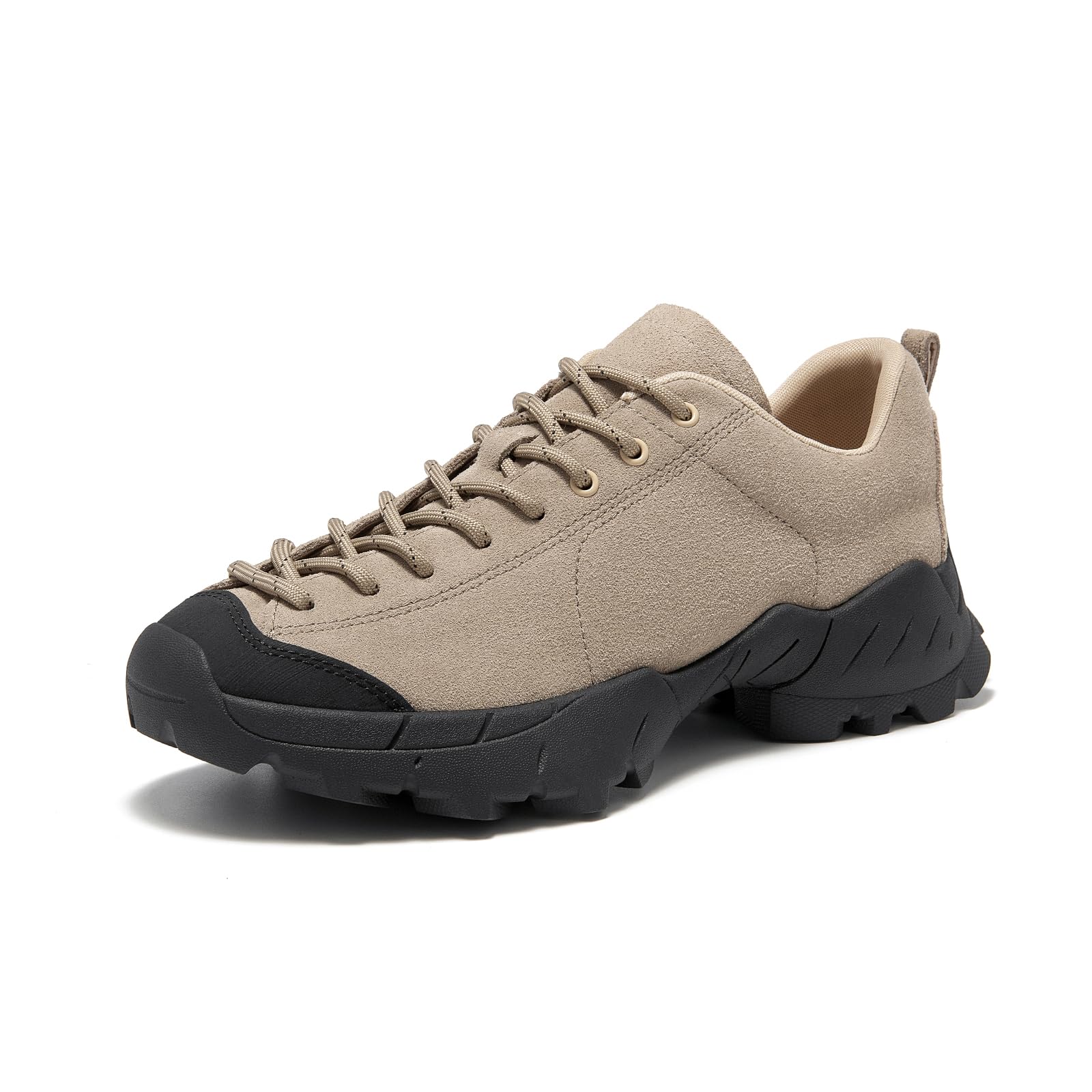 BEAU TODAY Hiking Shoes Women Lightweight,Hike Barefoot Sneakers Women,Wide Toe Box Non-Slip Outdoor Sneakers,Suede Walking Shoes for Trekking Trail Climbing Apricot US 5.5