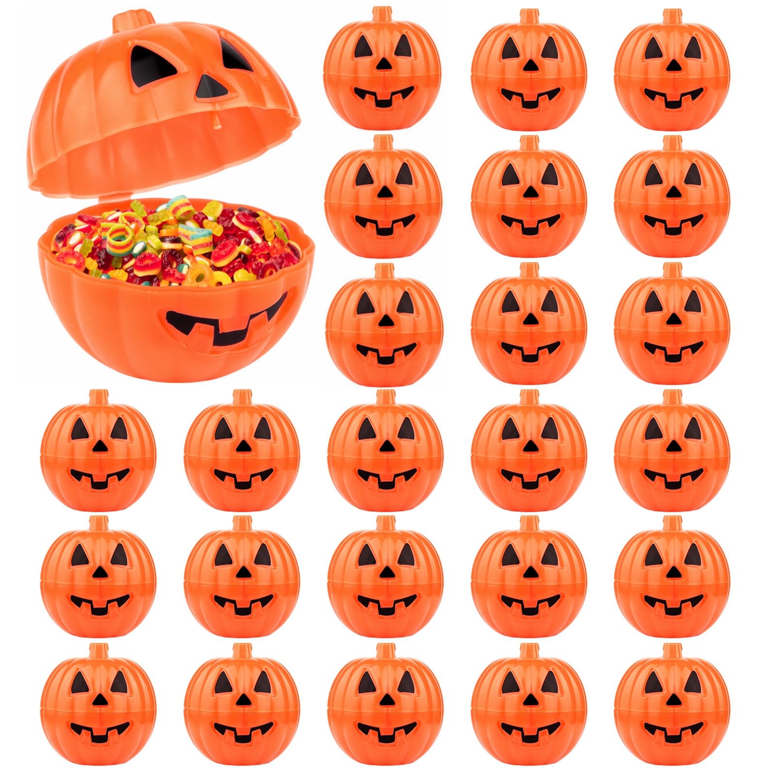 ASTARON 24er-Set Halloween Kürbis-Süßigkeitsboxen, Kunststoff, 5,5×6 cm